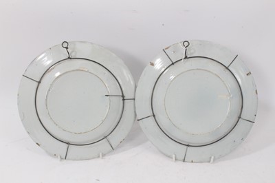 Lot 21 - Pair of 18th century blue and white delft plates