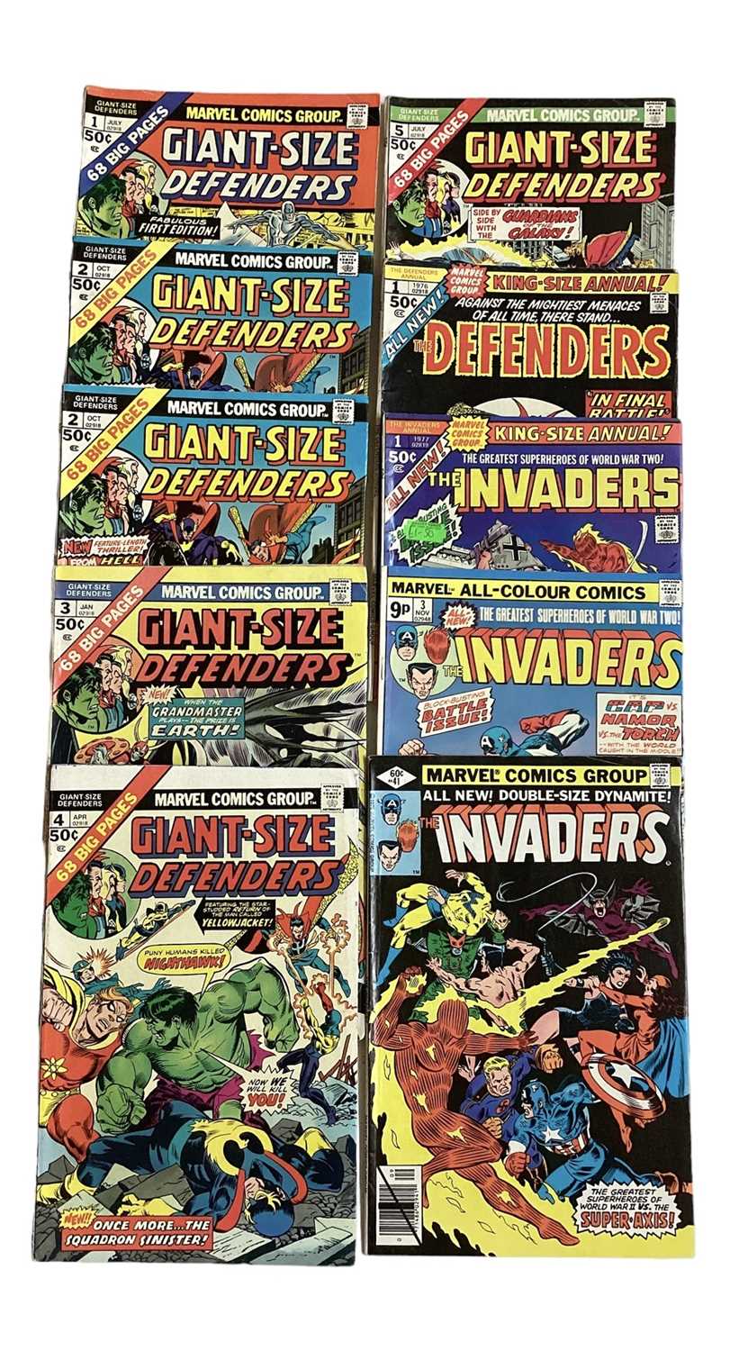 Lot 53 - Marvel Comics Giant-Sized Defenders (1974 and 1975). Complete run from issues 1 - 5. Issue 3, first Korvac apperance. Together with The Defenders king sized annual #1 (1976). Also to include The In...