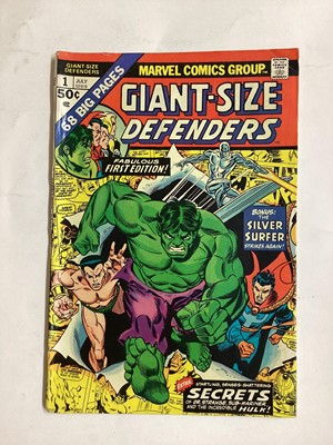 Lot 53 - Marvel Comics Giant-Sized Defenders (1974 and 1975). Complete run from issues 1 - 5. Issue 3, first Korvac apperance. Together with The Defenders king sized annual #1 (1976). Also to include The In...