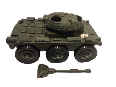 Lot 1874 - Action Man German Staff Car, Geyper Man Land Rover Desierto, both in original boxes, plus two loose vehicles, Action Man motorcycles (x2) & Go-Cart Racer and other accessories
