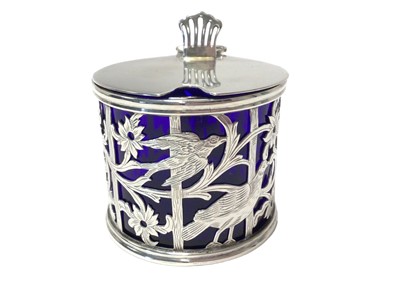 Lot 243 - George III silver mustard pot with bird and animal decoration