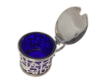 Lot 243 - George III silver mustard pot with bird and animal decoration