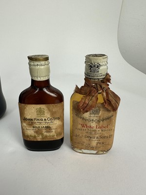 Lot 42 - Mixed group, to include Cockburns 2006 (2), Taylors 1999, Tokaji Aszu 4 Puttonyos, together with nine miniatures to include John Haig, Dewar White Label and others (13)