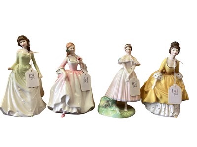 Lot 1238 - Ten Royal Doulton figures - Christmas Day 2006 HN4899, Southern Belle HN2229, Ann HN3259, La Sylphide HN2138, Chloe HN3883, Dulcie HN2305, Coralie HN2307, Helen HN3601, Tender Moment HN3303 and Ali...