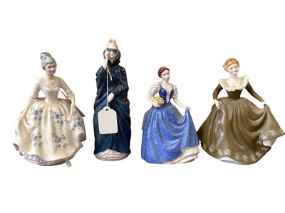 Lot 1243 - Ten Royal Doulton figures - Autumn Breezes HN1911, Masque HN2554, Alice HN4787, Adrienne HN2304, Winter's Day HN3769, Alice HN3368, My Love HN2339, Helen HN4806, Geraldine HN2348 and Caroline HN317...