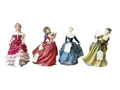 Lot 1244 - Ten Royal Doulton figures - Lauren HN3290, Elizabeth HN2946, Patricia HN4738, Autumn Breezes HN1934, Diana HN3266, Angela HN3419, Simone HN2378, Sweet Sixteen HN3648, A Gypsy Dance HN2230 and Fragr...