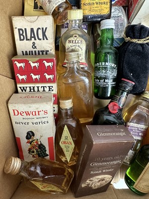 Lot 53 - Whisky - collection of miniatures to include Glenlivet, Laphroaig, Glenmorangie, Haig and many others, approximately 50 bottles