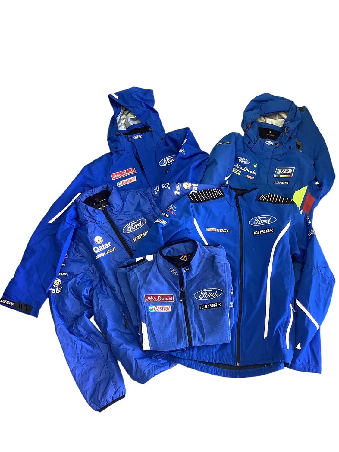 Lot 2026 - Motorsport Interest- Group of early 2011 / 12 Ford World Rally Championship WRC M Sport team shirts, jackets, gillets and other clothing including a Rally Finland jacket. (qty)