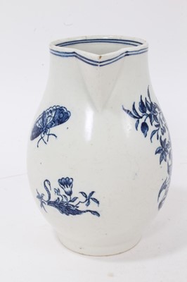 Lot 102 - A Lowestoft sparrow beak milk jug, printed with the Three Flowers pattern, circa 1780
