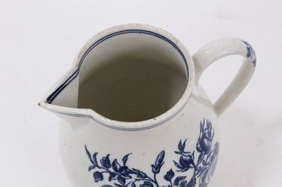 Lot 102 - A Lowestoft sparrow beak milk jug, printed with the Three Flowers pattern, circa 1780