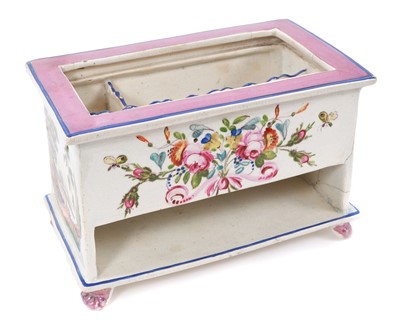 Lot 71 - A Bristol pearlware thread box, circa 1820