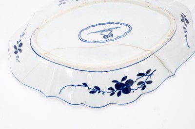 Lot 73 - A pair of Worcester Kangxi Lotus pattern dishes, circa 1770