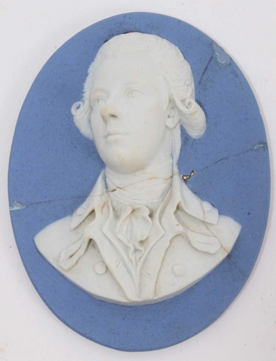 Lot 80 - A Wedgwood blue jasper plaque of Pitt, circa 1780