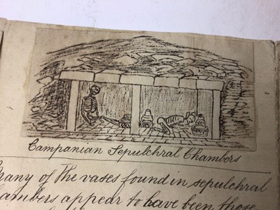 Lot 53 - 19th century pen and ink hand inscribed descriptions of antique burial chambers