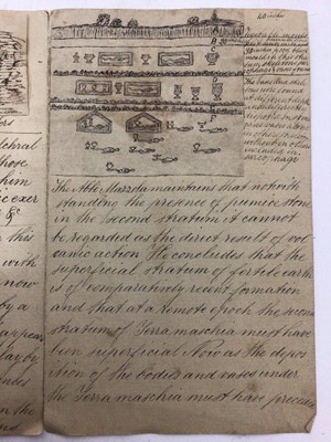 Lot 53 - 19th century pen and ink hand inscribed descriptions of antique burial chambers