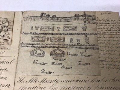 Lot 53 - 19th century pen and ink hand inscribed descriptions of antique burial chambers
