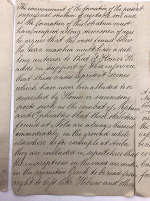 Lot 53 - 19th century pen and ink hand inscribed descriptions of antique burial chambers