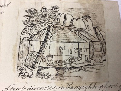 Lot 53 - 19th century pen and ink hand inscribed descriptions of antique burial chambers