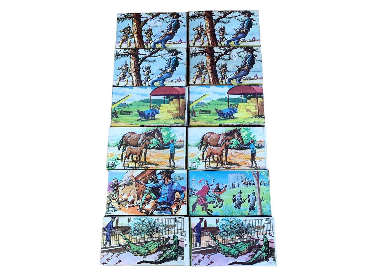 Lot 28 - Britains selection of Mini Sets including No.1062 (x4), No.1101 (x2), No.1001 (x2), No.1032 (x2), No.1081 &  No.1061 (12 total)