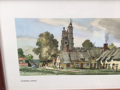 Lot 40 - Railway Carriage Print, ‘Cavendish Suffolk’, from a watercolour by F. W. Baldwin in original-style railway carriage reproduction frame & glazed. 53.5cm x 28cm overall