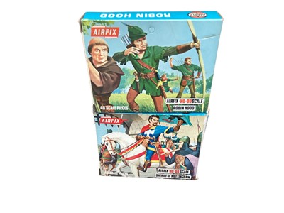 Lot 120 - Airfix HO OO scale Snap Together Sherwood Playset, boxed 1685 & Robin Hood & Sheriff of Nottingham Soldiers (blue box)(3)