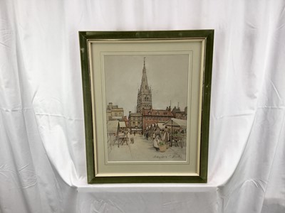 Lot 18 - Marjorie Christine Bates (1882-1962) pastel, The market place