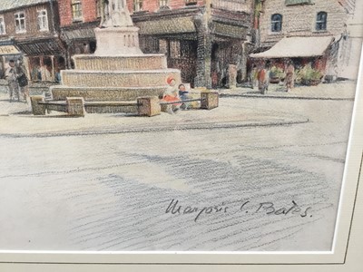 Lot 17 - Marjorie Christine Bates (1882-1962) pastel, Beaumond Cross, Newark, signed, titled verso, 38 x 27cm, glazed frame