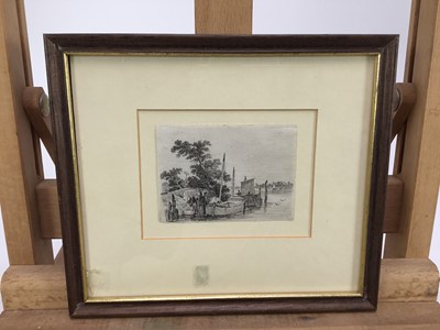 Lot 21 - Four miniature works on paper, including Attributed to Thomas Sidney Cooper (1803-1902) watercolour, cattle and tree, 7.5 x 10.5cm, together with pen and ink in the manner of Rowlandson of three fi...