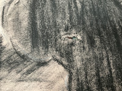 Lot 24 - *Colin Moss (1914-2005), two chalk and charcoal works on paper, Woman at her dressing table, nighttime liasons, both signed, 64 x 45cm and  61 x 41cm respectively