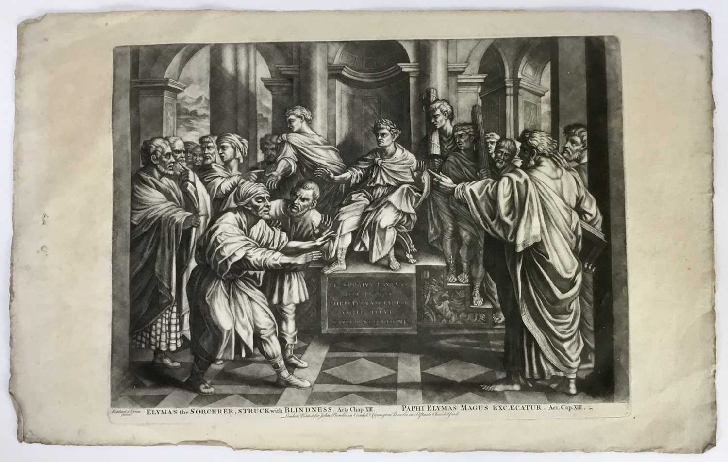 Lot 1 - After Raphael mezzotint - Elymas the Sorcerer published John Bowles