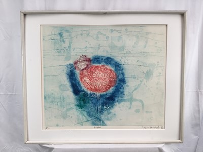Lot 39 - Shoichi Hasegawa (b.1929), coloured abstract etching, 78/110, signed and titled, 51cm x 61cm, framed (no glass)
