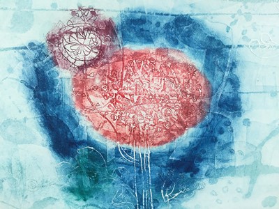 Lot 39 - Shoichi Hasegawa (b.1929), coloured abstract etching, 78/110, signed and titled, 51cm x 61cm, framed (no glass)
