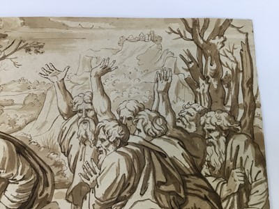Lot 4 - Antique watercolour of Moses Striking the Rock at Horeb, 23cm x 28cm, unframed