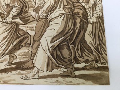 Lot 4 - Antique watercolour of Moses Striking the Rock at Horeb, 23cm x 28cm, unframed