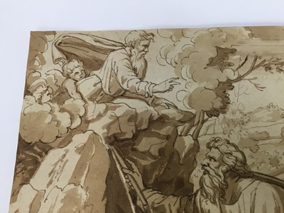 Lot 4 - Antique watercolour of Moses Striking the Rock at Horeb, 23cm x 28cm, unframed