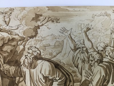 Lot 4 - Antique watercolour of Moses Striking the Rock at Horeb, 23cm x 28cm, unframed