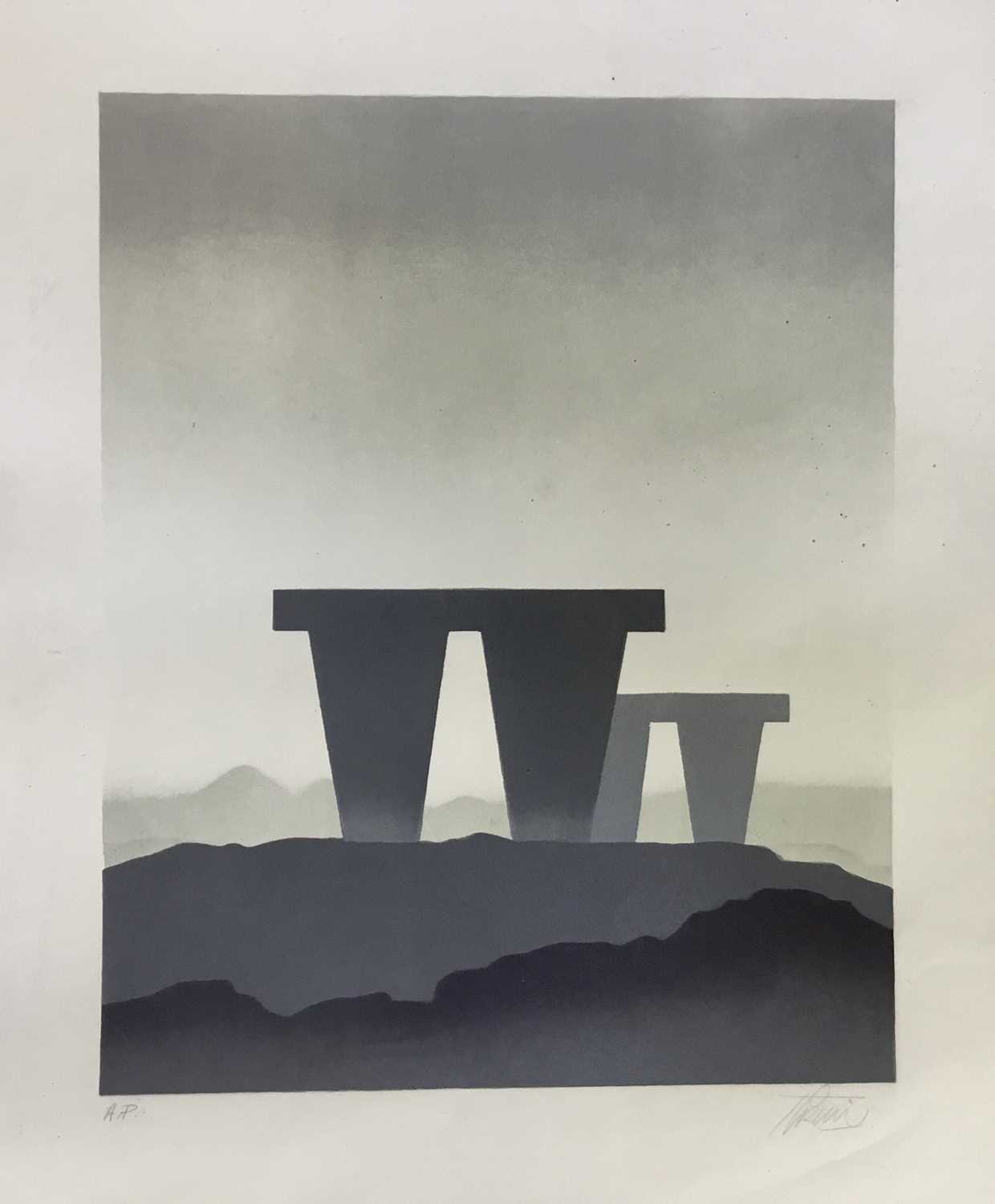Lot 5 - Trevor Grimshaw (1947-2001) signed print - Approaching Monoliths, AP, signed in pencil