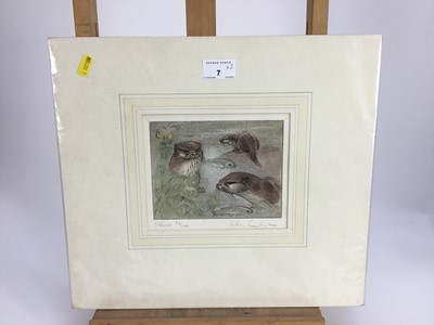 Lot 7 - Peter Partington (b. 1941) pair of aquatints - 'Otters' and 'Lambing Shed', both signed titled and numbered in pencil