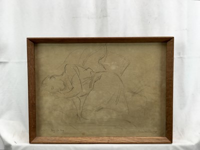Lot 8 - John Buckland Wright (1897-1954) pencil sketch - woman on couch, signed and dedicated Meg, For Meg