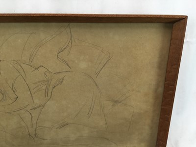 Lot 8 - John Buckland Wright (1897-1954) pencil sketch - woman on couch, signed and dedicated Meg, For Meg
