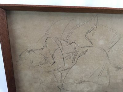 Lot 8 - John Buckland Wright (1897-1954) pencil sketch - woman on couch, signed and dedicated Meg, For Meg