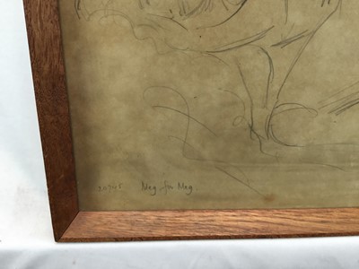 Lot 8 - John Buckland Wright (1897-1954) pencil sketch - woman on couch, signed and dedicated Meg, For Meg