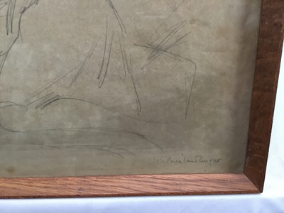 Lot 8 - John Buckland Wright (1897-1954) pencil sketch - woman on couch, signed and dedicated Meg, For Meg