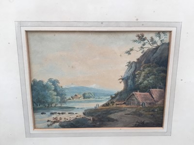 Lot 9 - Attributed to Peter Le Cave (1768-1811) watercolour - landscape, 17cm x 23cm, in glazed frame
