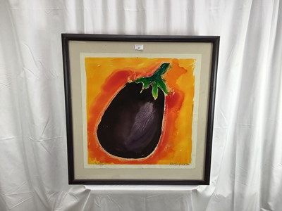 Lot 17 - Alce Harfield (b. 1966) large watercolour, ‘Aubergine’ signed and dated 2000, 57cm x 56cm in glazed frame