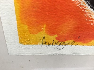 Lot 17 - Alce Harfield (b. 1966) large watercolour, ‘Aubergine’ signed and dated 2000, 57cm x 56cm in glazed frame