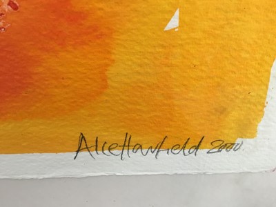 Lot 17 - Alce Harfield (b. 1966) large watercolour, ‘Aubergine’ signed and dated 2000, 57cm x 56cm in glazed frame