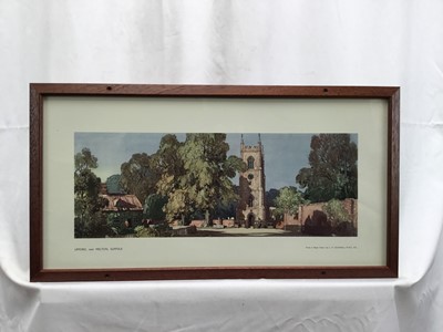 Lot 41 - Railway Carriage Print,'Ufford near Melton Suffolk', from a watercolour by L.R Squirrell, in an original-style railway carriage reproduction frame & glazed. 53.5cm x 28cm overall