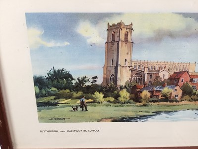 Lot 42 - Railway Carriage Print, 'Blythburgh nr Halesworth Suffolk', from a watercolour by Henry J. Denham, in an original-style railway carriage reproduction frame & glazed. 53.5cm x 28cm overall