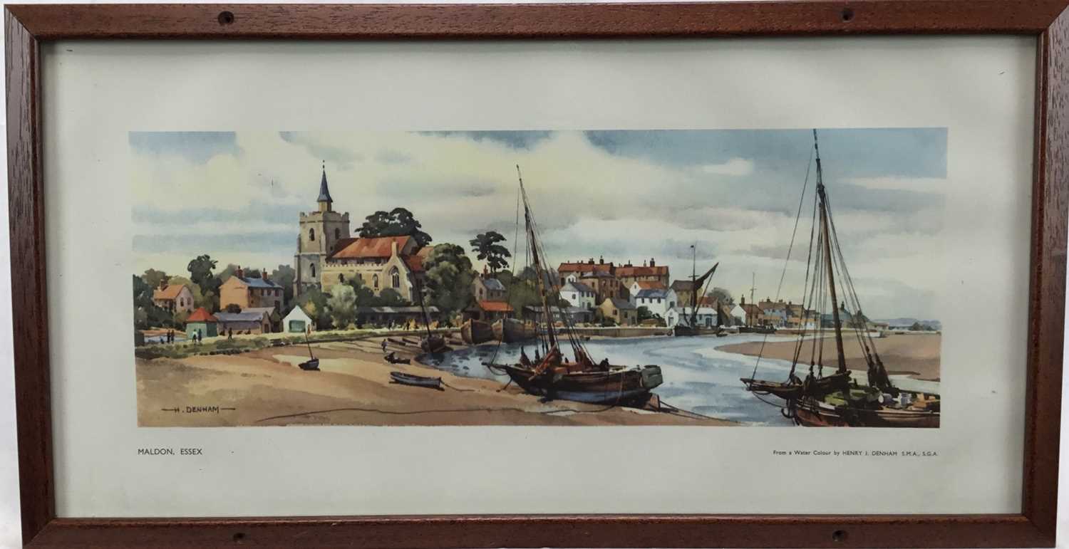 Lot 44 - Railway Carriage Print, 'Maldon Essex', from a watercolour by Henry J. Denham, in an original-style railway carriage reproduction frame & glazed. 53.5cm x 28cm overall